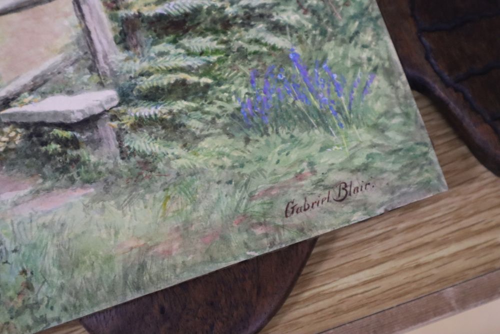 R. A. Stone (20th century), Rock Garden and Lost, signed, watercolour and four other small unframed watercolour drawings,